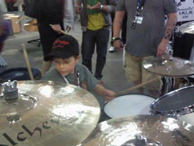 Finley Mapelstone at the Londo Drum Show 2010 trying Shine drums